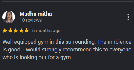 5-star Google review for DR DINO FITNESS Gym Chengalpattu from a satisfied member